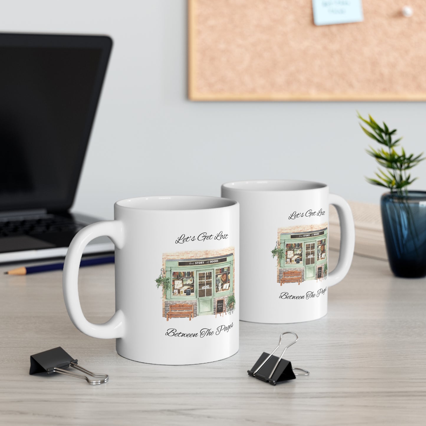 "Let’s Get Lost Between the Pages" Book Lover’s Ceramic Coffee Cups, 11oz